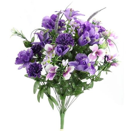 ADLMIRED BY NATURE Admired by Nature ABN1B001-LAV MIX 40 Stems Artificial Full Blooming Lily; Rose Bud; Carnation & Mum with Greenery Mixed Flower Bush - Lavender Mix ABN1B001-LAV MIX